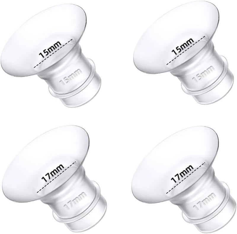 Trymall Flange Inserts 15mm 17mm for Medela,Spectra 24mm Shields/Flanges,Compatible with TSRETE,CPPSLEE,Momcozy S9/S9Pro/S12/S12Pro Wearable Breast Pump,Reduce 24mm Nipple Tunnel Down to 4pcs - Image 1